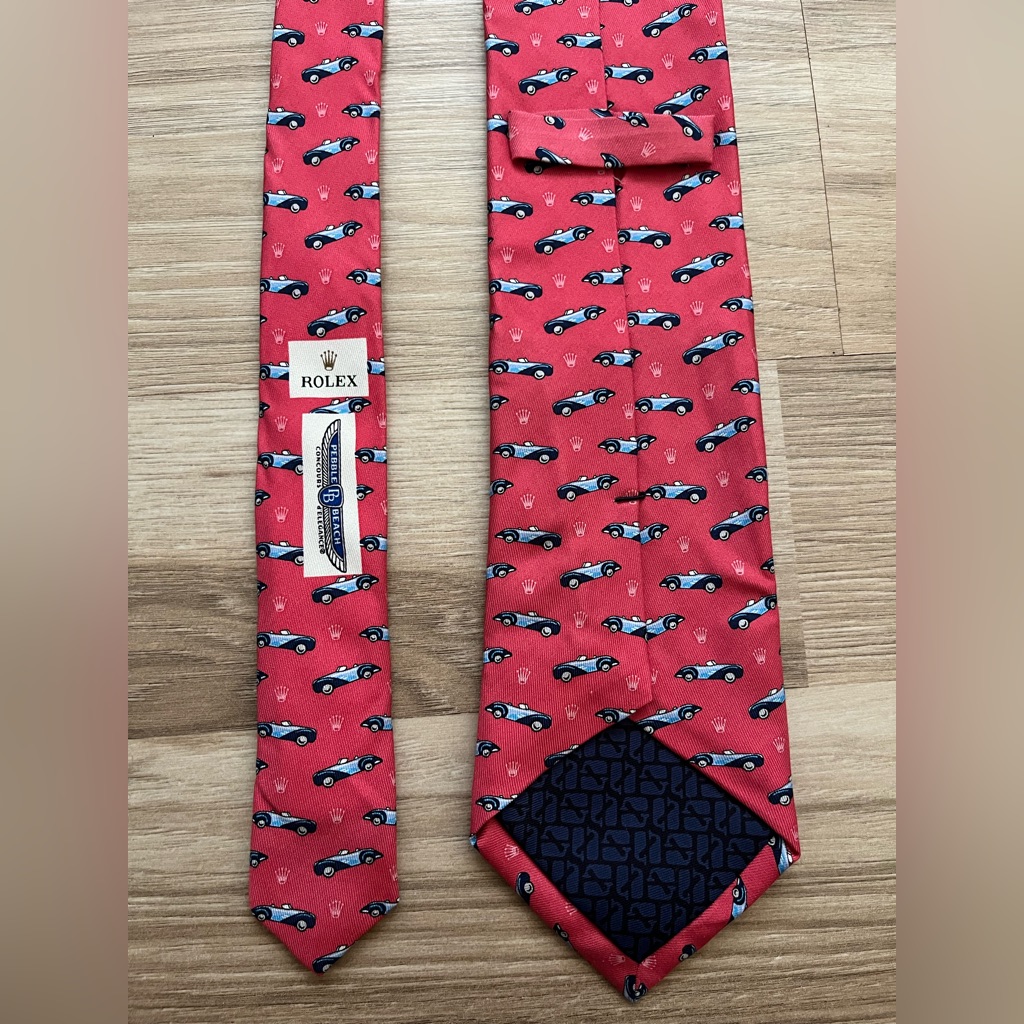 Rolex Pink Car Pattern Tie